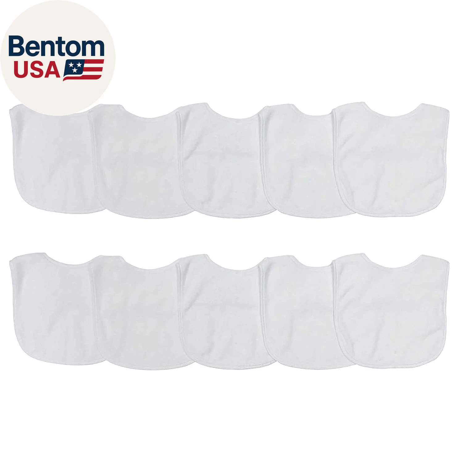 2-Ply Knit Terry Solid Color Feeder Bibs in White - 10 Count(Pack of 1)
