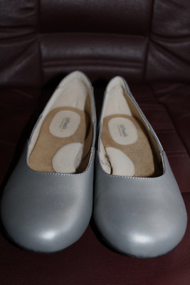 SOFTWALK WOMEN'S COMFORT SLIP ON FLATS SHOES SIZE-12 N GRAY GENUINE LEATHER NWOB