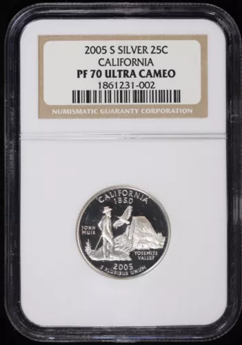 2005-S 25c Silver Proof California CA State Quarter NGC PF 70 Ultra Cameo PR