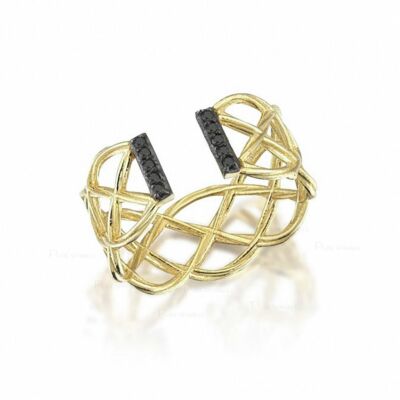 14K Gold 0,05 ct. schwarzer Laborgefertigter Diamant Käfig Design Geburtstag Ring-als Geschenk