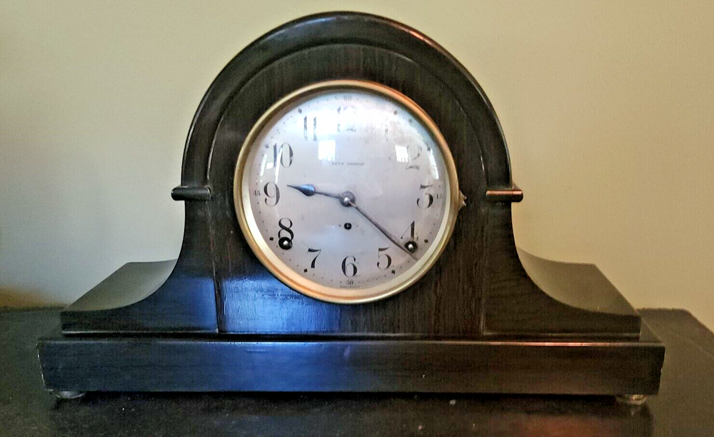 Seth Thomas Original Mantel Clock Blackish Wood Seth Thomas Original Mantel Clock Blackish Wood