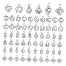 1Box About 60 Pcs Cubic Zirconia Alloy Charms Sets in 6 Styles for Jewelry
