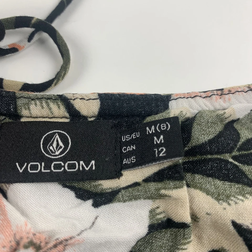 Volcom Coco Halter Cami Top Women Medium Black Combo Floral Viscose Pull-On 8363 - Image 3 of 4