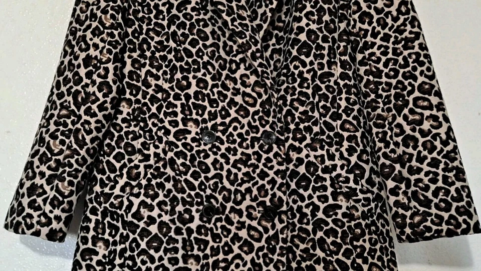 Abrigo Anthropologie Doble Pecho Leopardo Talla 12 Para Mujer Marrón Crema Negro Foto 4 de 4