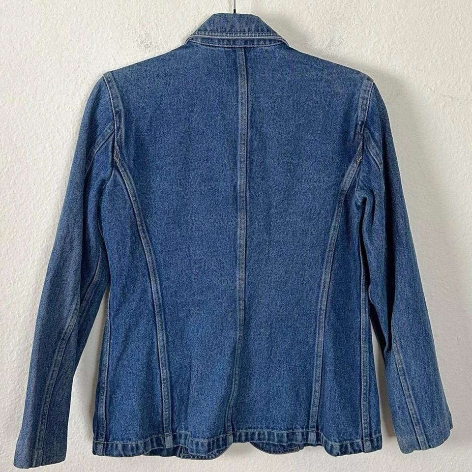 Blazer Vaquero Vintage Años 90 Y2K Liz Claiborne Talla Pequeña Chaqueta Preppy Clásica Foto 2 de 4
