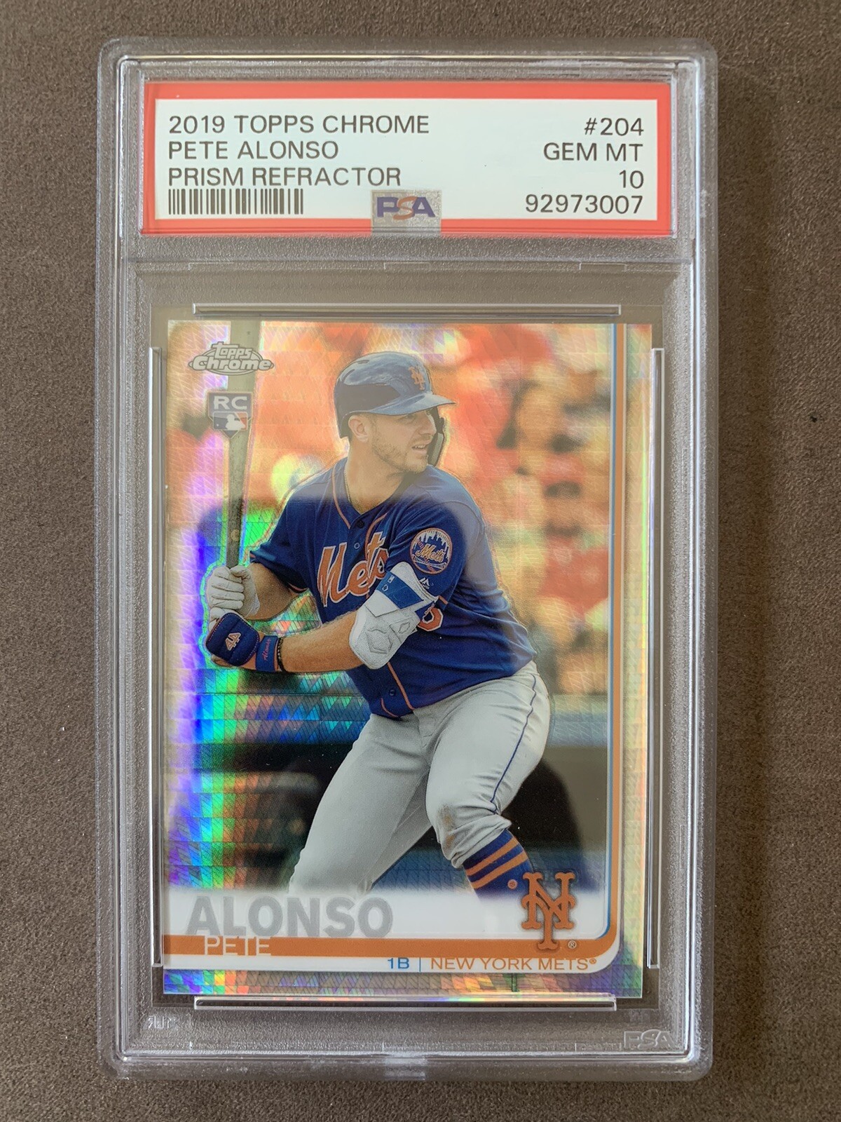 2019 Topps Chrome Prism Refractor Pete Alonso Rookie Card RC #204 PSA 10 Gem Mt
