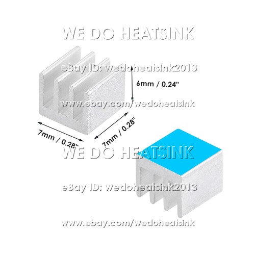 Refroidisseur de radiateur dissipateur thermique 7 x 7 x 6 mm avec ruban adhésif thermique pour puces IC - Photo 4/25