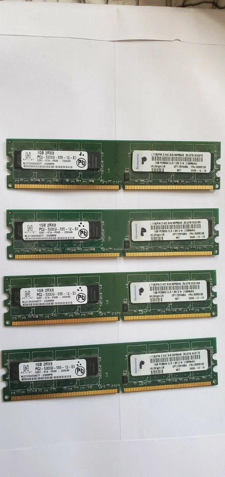 Netlist 4x1GB 2Rx8 PC2-5300U-555-12 DDR2 667MHz ECC Desktop MemTest86 Ships Free - Image 2 of 2