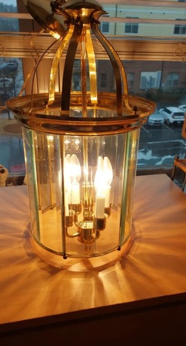 Chandelier 4-Light ceiling fixtures 12 GLASS PANELS 11" HEIGHT, 12" DIA - Picture 9 of 18