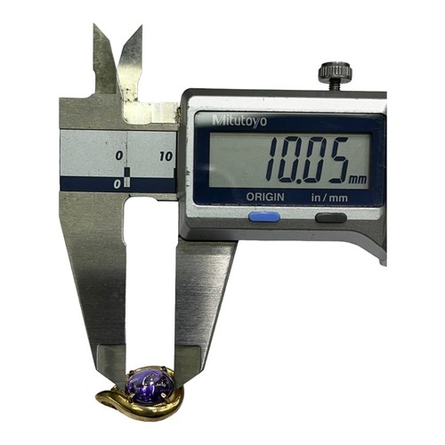9ct 9k Yellow Gold Natural Purple Amethyst And Diamond Pear Shaped Pendant. New - Picture 7 of 9