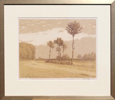 Hans von Volkmann. Feldweg am Wald. Orig.-Farblithographie. 1910.  Signiert.