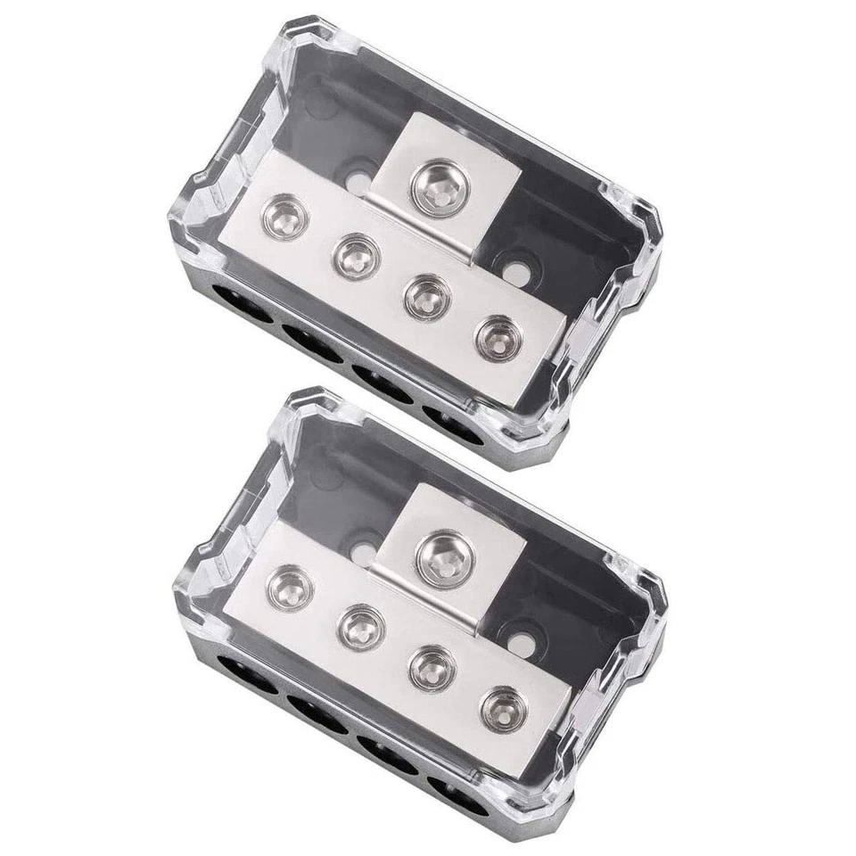 2Pcs Power Ground Amp Distribution Block 0/2/4 Gauge Input 4/8/10 Gauge Output - Image 2 of 4