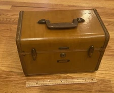 VINTAGE SAMSONITE Schwayder Bros. TRAIN CASE - STYLE 4612 Brown Luggage w MIRROR