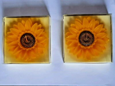 2 Stück IHR Kerze Sunflower gelb Sonnenblume Ø ca.9 cm  H ca. 3,5 cm  NEU 