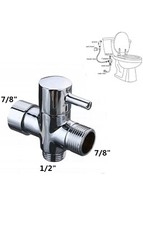 3-Way Brass Bidet Diverter 7/8" T-Adapter With Valve For Toilet Bidet Sprayer US