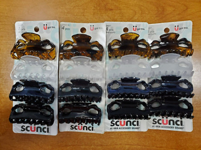 4 Packs of 4: Scunci U Got This Jaw Clips, Assorted, #38657 (6574) R8P8b