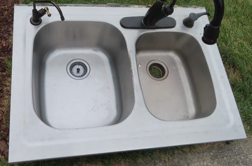 KITCHEN REMODEL Used Double Bowl Drop-in Stainless Steel Sink - Picture 2 of 5