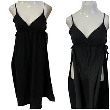 Portocruz Dress Womens Medium Black Summer Beach Cover Up Boho Date Style 888022