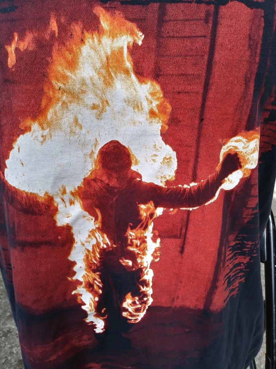 T-shirt Rammstein taille L grand homme en feu flammes rare double face  chemise n