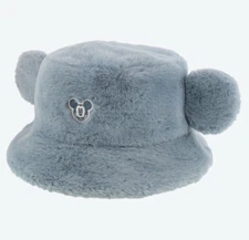 Disney Tokyo Japan Mickey Mouse Fluffy Bucket Hat Winter Cap Disneyland [Blue]