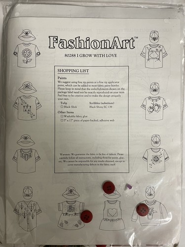 Vtg 1995 Potted Yo-Yo Flowers Sweatshirt Design Kit FashionArt 80288 Dimensions - Picture 6 of 8