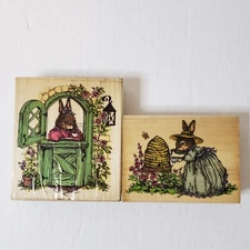 Holly Pond Hill Lot Of 2 Uptown Rubber Stamps Cottage Morning Honey For The Tea 