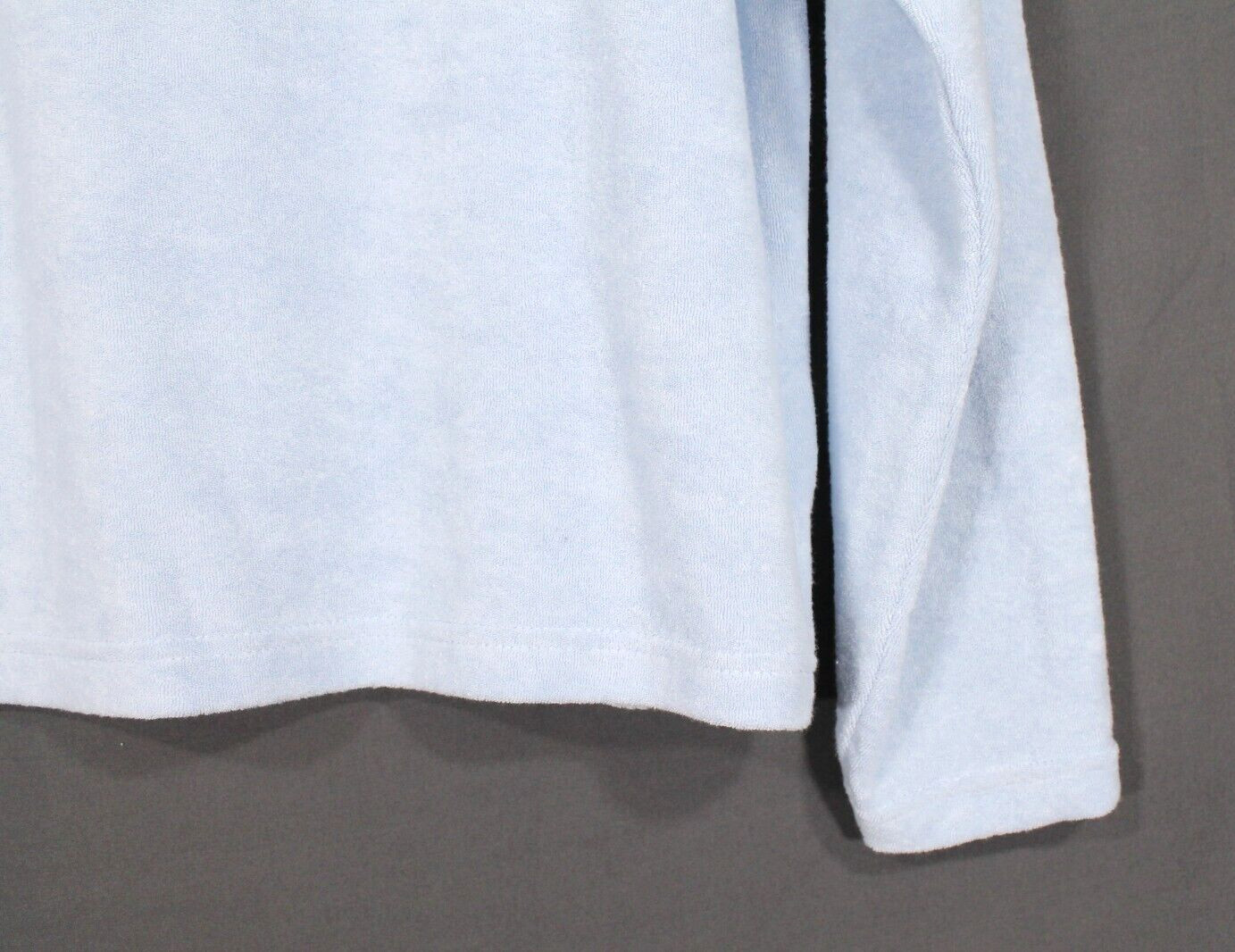 NWT CROWN & IVY Jazz Blue TERRY CLOTH Logo L/S Pullover HOODIE SWEATSHIRT Sz L