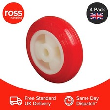 Set of 4 - 80mm Polyurethane Wheels Plain Bore - Replacement Trolley Wheels UK
