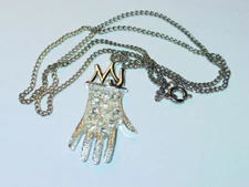 MICHAEL JACKSON VINTAGE 1980's GLITTER GLOVE 18" NECKLACE KING of POP NOS, N/M
