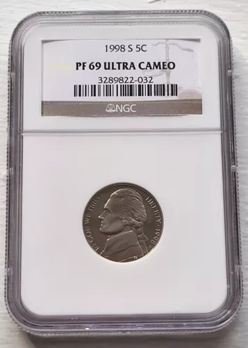 1998 S Jefferson Nickel (5c) PF 69 Ultra Cameo graded NGC  [032]