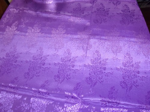 VINTAGE PURPLE FLORAL BROCADE SATIN 1YD X 44" ~ ESTATE FIND - Picture 3 of 5