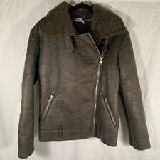 Glamorous Coat Women’s Large Brown Sherpa Lined Moro Jacket Zip Front & Pockets