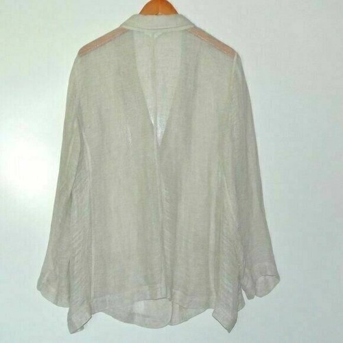 Eileen Fisher Gray Open Weave Linen Blazer Plus 3X Two Button Closure Pockets - Picture 8 of 10