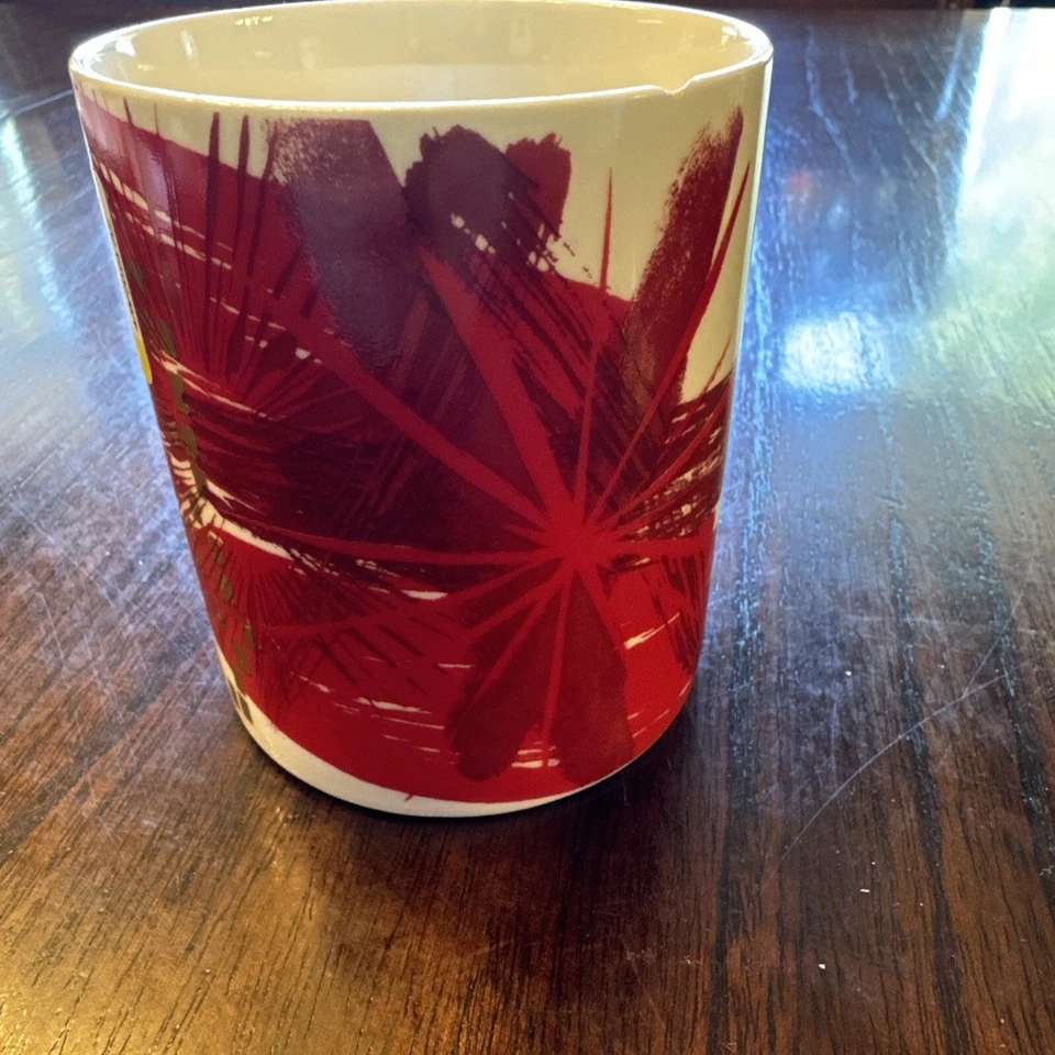 Starbucks Mug White Porcelain Red Starburst Art Dated2014 Collectible Small Chip - Image 3 of 4