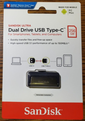 New! SanDisk 256GB Ultra Dual USB-C 3.1 OTG Flash Drive SDDDC2-256G-A46 New York