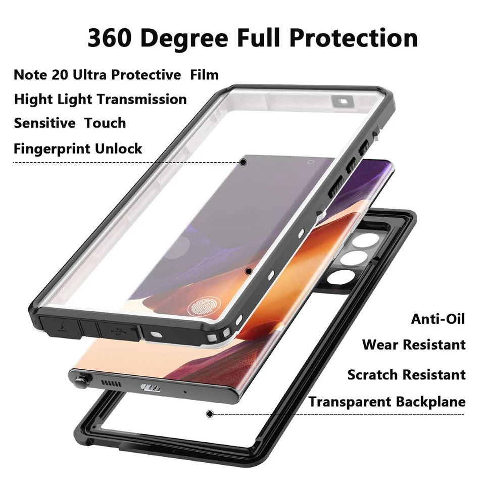 For Samsung Galaxy Note20 Ultra Case Waterproof Shockproof Heavy Duty Full Cover - Image 4 of 4