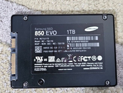 Samsung 850 EVO Series 1TB Internal 2.5'' SATA SSD MZ-75E2T0
