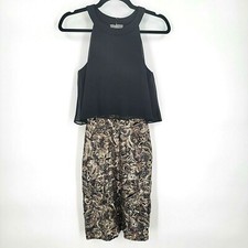 Betsy & Adam Women's 4 Gold Black Sequin & Sheer Halter Cocktail Party Dress 