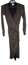 Revolve Show Me Your Mumu Women's Kimora Wrap Dress Gold Knit Black Size XS t70