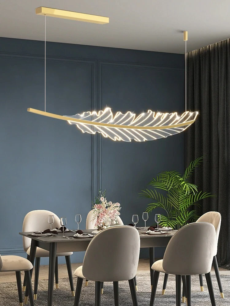 Modern Feather Chandelier LED Flush Mount Light Dining Room