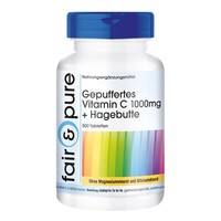 Gepuffertes Vitamin C 1000 Mg + Hagebutte - 500 Tabletten - Vegan | Fair & Pure