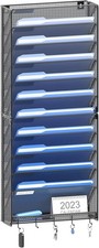 Hanging Wall File Organizer W/ Hooks 12 Tier Vertical Wall Mount File Holder