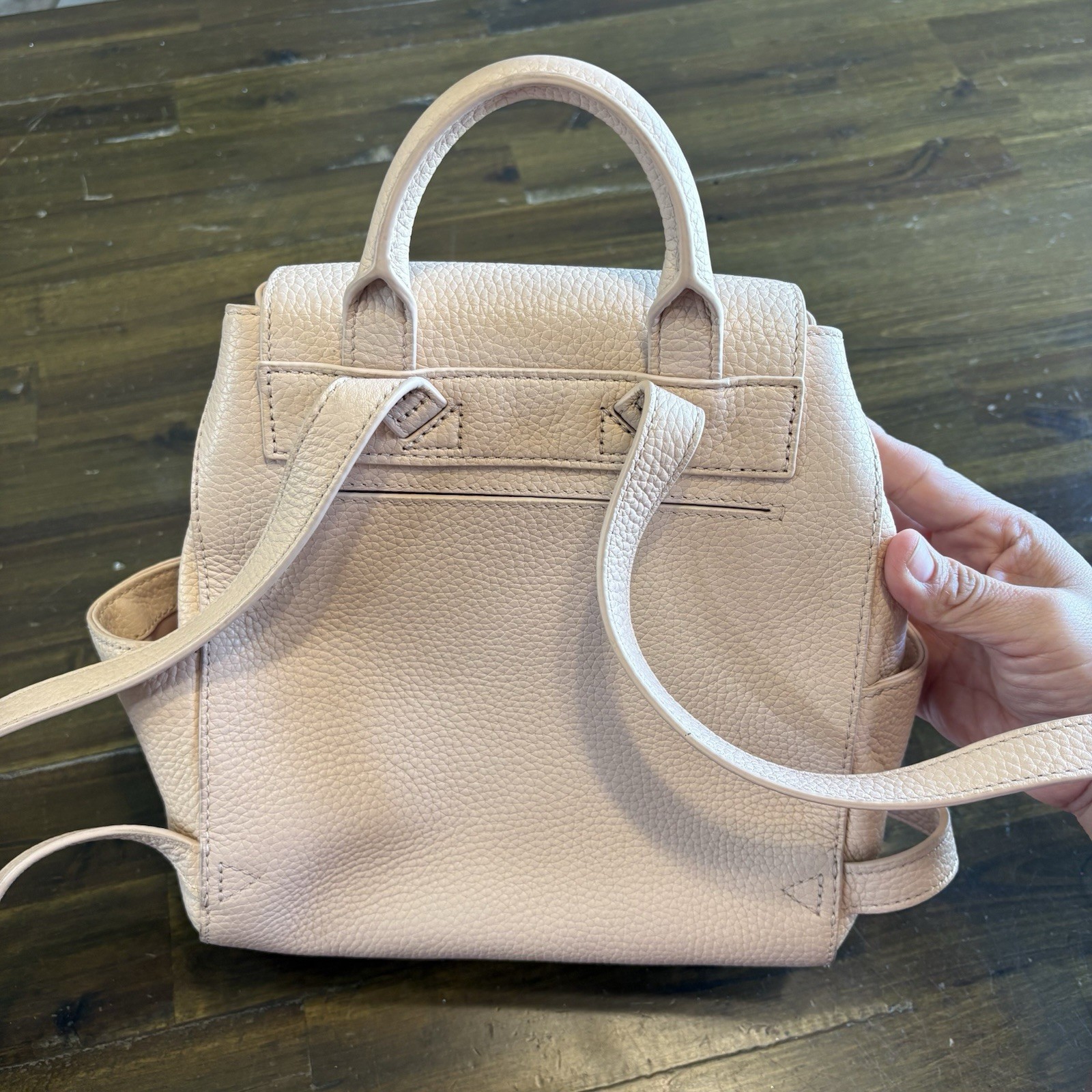 Tory Burch Thea Mini Backpack Fringe Tassel Lightweight Pink Blush Leather Logo thumbnail 2