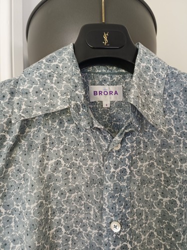 Brora Liberty Print Long Sleeve Blouse Shirt Blue Floral UK 8 Fitted 100% Cotton - Picture 4 of 8