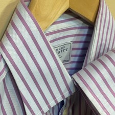 Charles Tyrwhitt Dress Shirt Mens Medium Button Up 15.5 Striped Blue Purple. S2