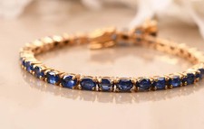 Bleu Cyanite Pierre Précieuse Bracelet 925Silver Tennis Semptembre de Naissance