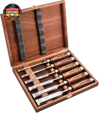 EZARC Stechbeitel Set F&uuml;r Holz, 6Tlg Stemmeisen Mit Holzbox & Schutzkappen