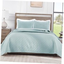 Reversible Size Quilt Bedding Set with Pillow California King Light Blue