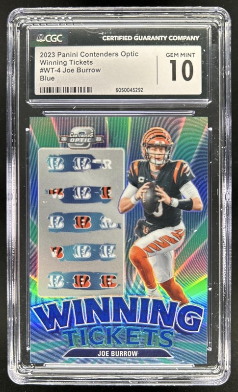 2023 Panini Contenders Optic Joe Burrow Winning Tickets Blue #/99 Bengals CGC 10