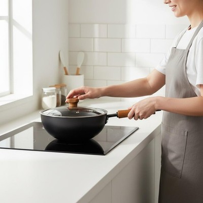 Handgeschmiedete Wok Antihaft Oberfläche Eisen Wok Pfanne gleichmäßige Wärmeverteilung